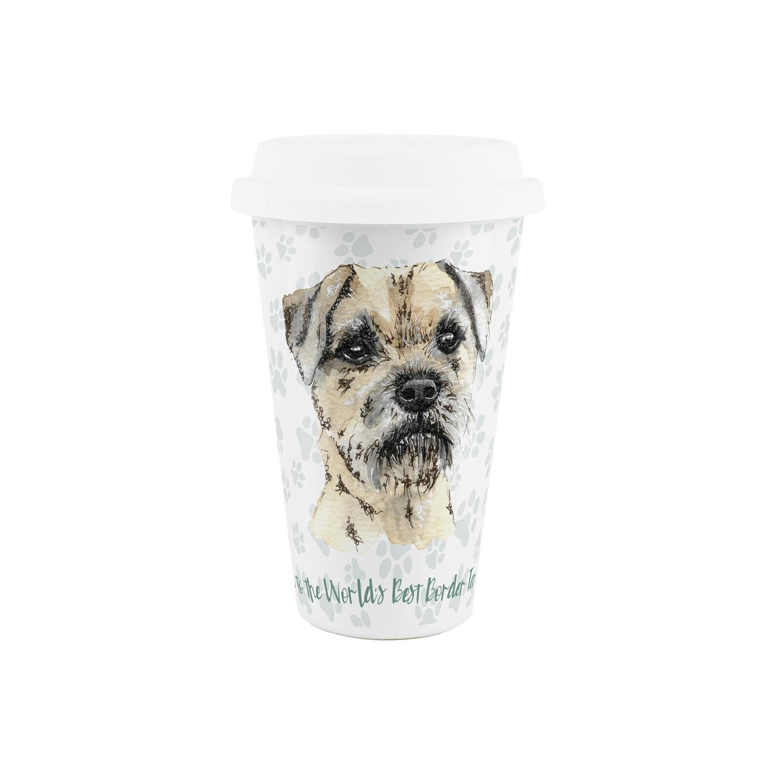 Border Terrier Dog Dad Ceramic Travel Mug - Novelty Dog Reusable Cup Gift