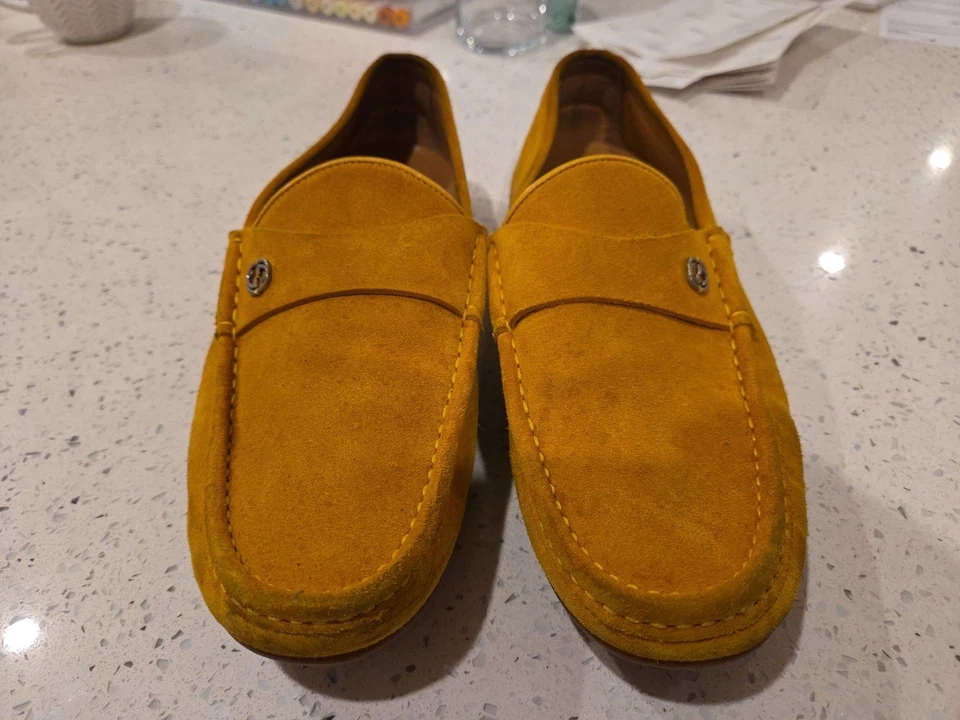 Мокасины без шнуровки Gucci желтые замшевые с блокировкой G размер 7,5 - Изображение 2 из 4