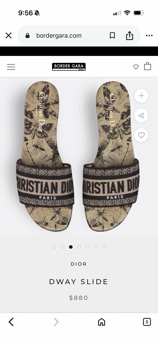 Christian Dior Women's Slide Sandals Beige Floral Logo US 6 New