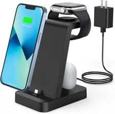 Woruda 3 in 1 Wireless Fast Charging Dock Station for iPhone - BLACK