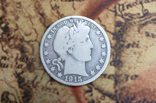 1915 S  Barber Half Dollar 90% Silver  coin    TP-0700