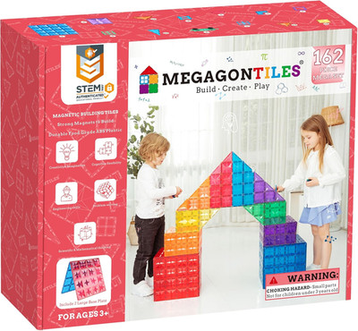 162PCS Premium Magnetic Tiles Set | Stem-Authenticated Magnetic Building Blocks