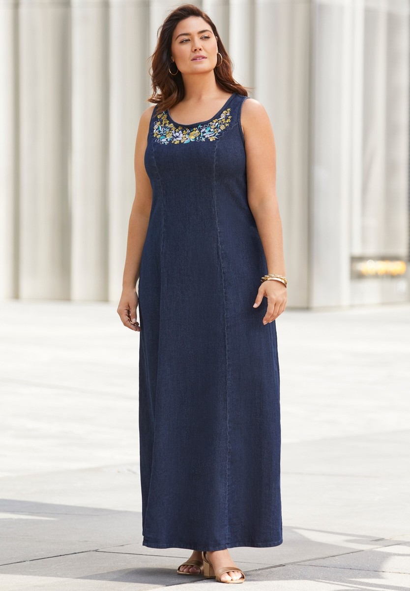 Jessica London Women's Plus Size Denim Maxi Dress | eBay