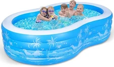 Inflatable Swimming Pool, 102” x 63” x27” Full-Sized Large Inflatable Pool with