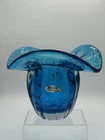BLENKO JOEL MYERS DESIGN #6513 Turquoise Heavy Ribbed Cased Art Glass Vase