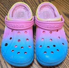 Crocs Classic Lined Clog Kids Slip-On Sandal Gradient Pink Blue Yellow US 2