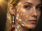 ROBERTO COIN Diamond Earrings 18K Gold 92.28ct Garnet Pearl Carnelian Earrings — photo 10