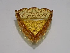 L.G. Wright Daisy & Button Triangular Amber Glass Open Salt