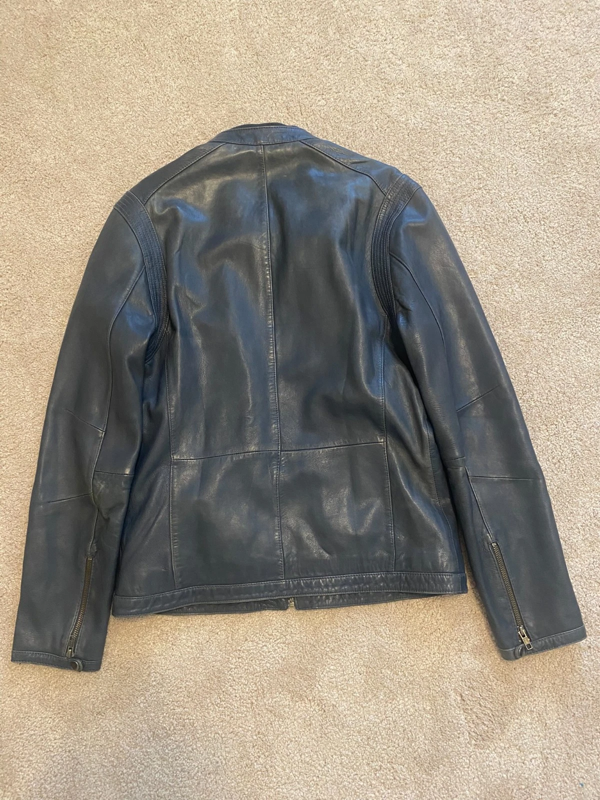 Vintage Reiss Mens Leather Jacket 100% Lamb Wool Medium - product detail image 4