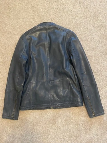 Vintage Reiss Mens Leather Jacket 100% Lamb Wool Medium image 4