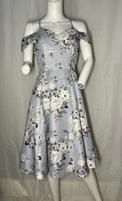 Chi Chi London Women’s Periwinkle Fit & Flare Cocktail Dress Size 2 Floral EUC