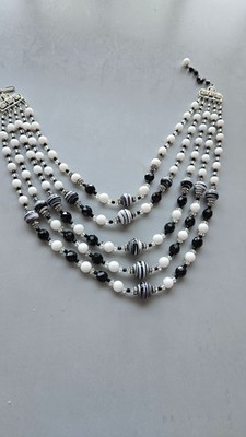 Vendome Rare Necklace in Murano Glass, Jet beads, Crystal, Rhinestone
