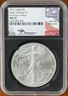 2021 Silver Eagle T-2 First Day Issue NGC MS70 John Mercanti Signed Flag Label