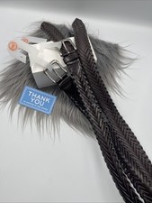 Kids Unisex Dark Brown Faux Leather Braided Belt Size LG LOT OF 2 NWT