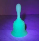 Vintage Fenton Uranium Satin Custard Glass Bell Daisy & Button Pattern
