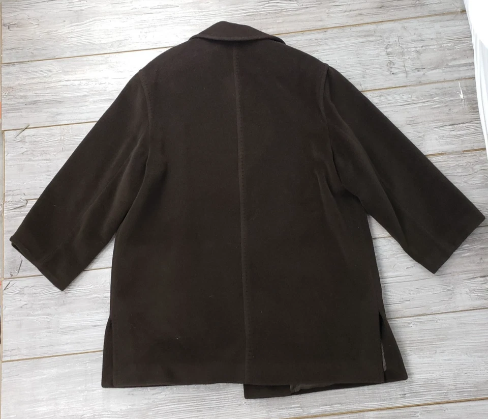 Abrigo Cinzia Rocca Swing Pea Marrón Cachemira/Lana Forrado Hecho en Italia Bolsillos Frontales Foto 3 de 4