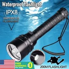 Scuba Diving Flashlight 3000 Lumens UnderWater 100 Meters Waterproof LED Powe