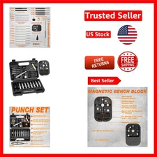 Multi-Function Punch Tool Set with Bench Block and Detachable Hammer - 29 Pieces