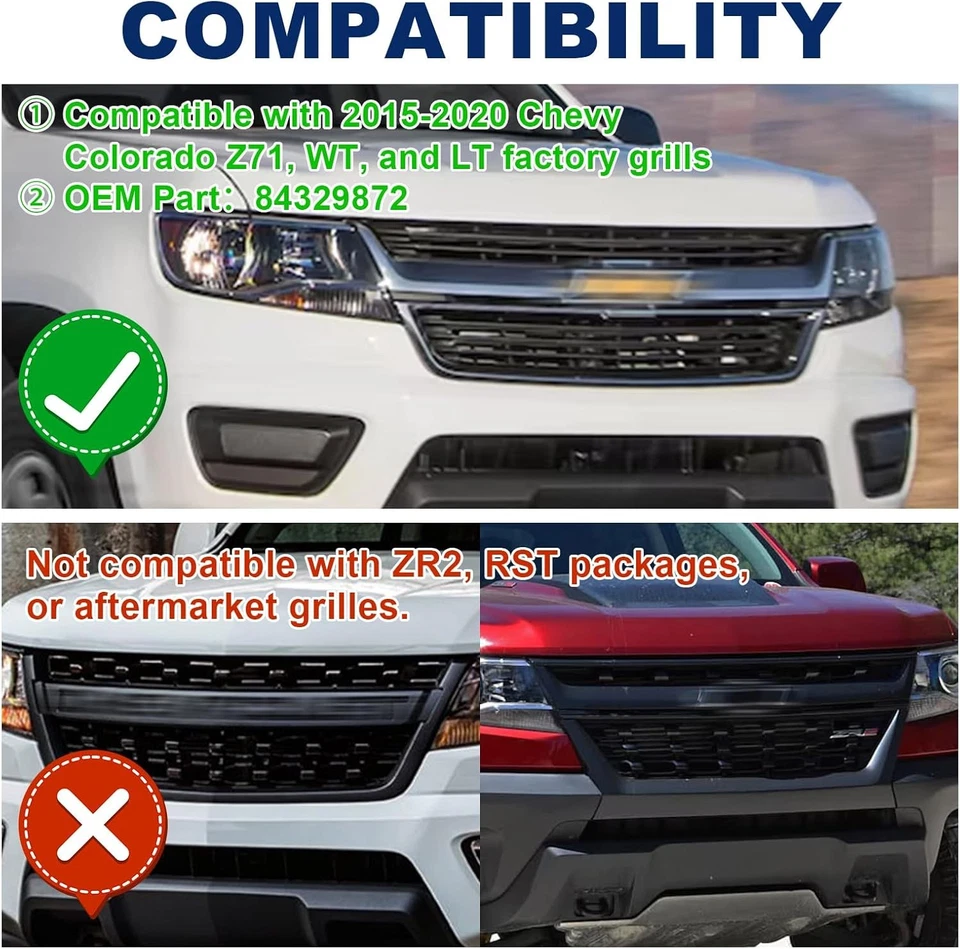 Luces de rejilla LED para Chevrolet Chevy Colorado Z71 2015-2020 WT LT accesorios Foto 2 de 4