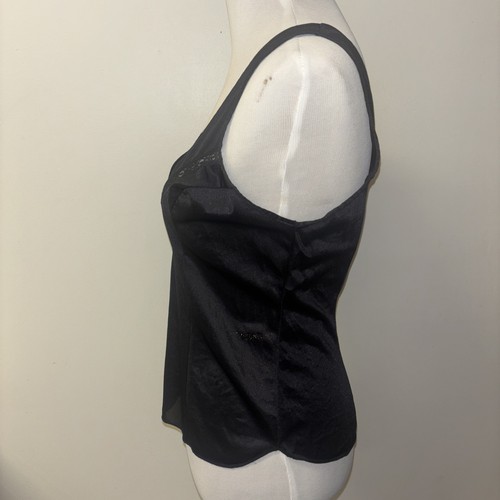 Vtg Kayser slip Top Shirt Sz 34 Black Nightie Lace simisheer Tank Shirt USA Y2k - Picture 4 of 12