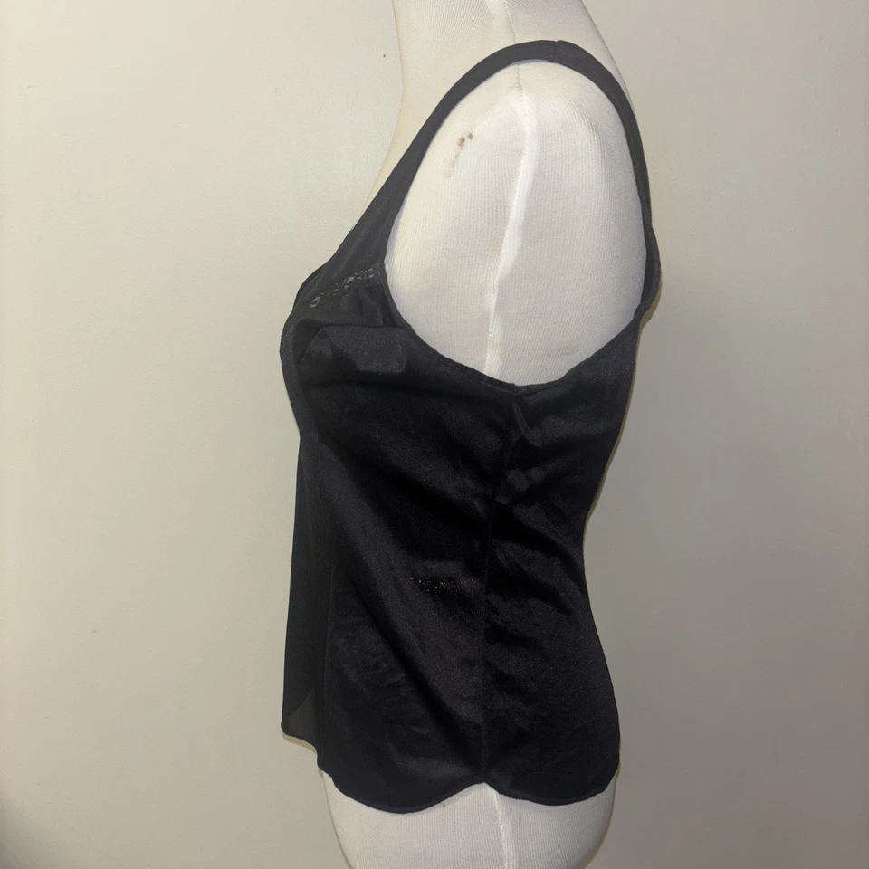 Camisa sin mangas Kayser de colección talla 34 negra camisón encaje simisheer EE. UU. Y2k Foto 4 de 4