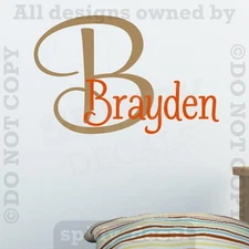 Monogram Personalize Custom Name Vinyl Wall Decal Nursery Bedroom Child Girl Boy