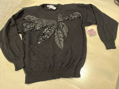 Vintage Amanda Smith Black Sweater W/ Embellishment Size M~NWT~~~D6￼