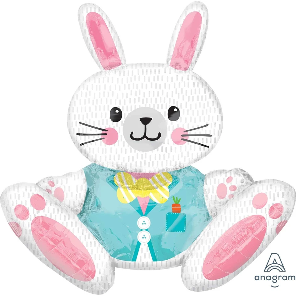 BALÃO DE PAPEL ALUMÍNIO COELHO BRANCO PÁSCOA PEÇA CENTRAL DECORAÇÃO FESTA ALICE WONDERLAND - Imagem 2 de 3