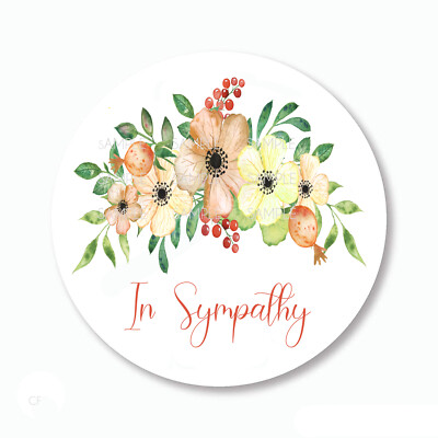 30 Gorgeous Flowers In Sympathy Scrapbook Stickers 1.5'' Envelope Seals