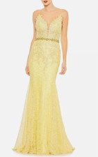 NEW, Mac Duggal Embellished Lace Appliqué Trumpet Gown Size 12 #WD393