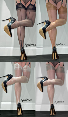 NYLONZ Fully Fashioned ''Style'' Cuban Heel Strümpfe - x4 PAAR GEMISCHTES PAKET