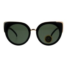 Impact Resistant Flat Glass Lens Sunglasses Women's Oversized Round Cat Eye