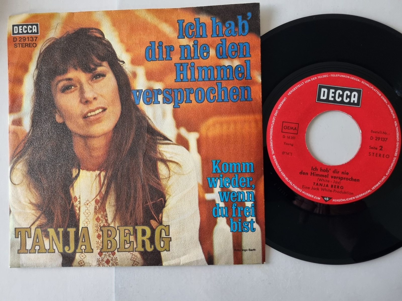Tanja Berg - Ich hab' dir nie den Himmel versprochen 7'' Vinyl Germany