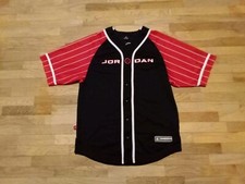 Vintage Men's XL Air Jordan Black Red Pinstripe Baseball SS Jersey