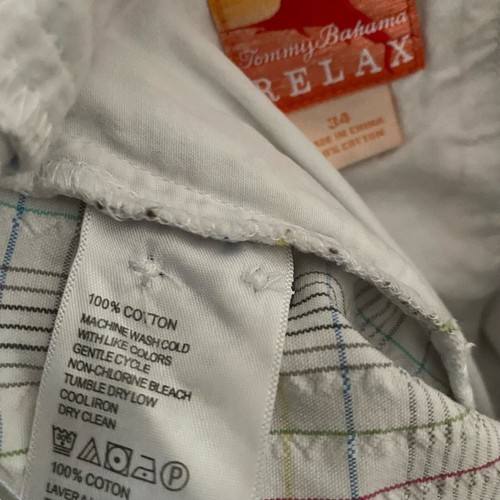 Tommy Bahama Seersucker Relax White Plaid Chino Flat Front Shorts Mens 34 - Picture 6 of 9