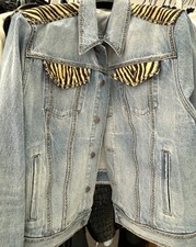 ~$5200 Celine Denim Jacket With Animal Print Sz."m" In Everclear Wash Color, Nwt