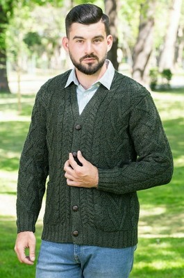 SAOL Irish Cardigan Sweater Men's 100 