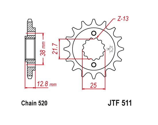 Piñón delantero JT 16 16T diente goma acolchado Kawasaki KLR650 1990-2024 Foto 2 de 2