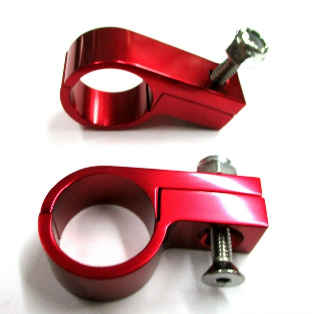 P Clamp Billet Alum line mounting clamp 5/16" I.D. Show Polished Red 2