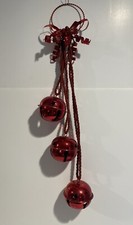 Christmas Jingle Bell Door Knob Hanger Red Bells 25  Rope Bow Ribbon
