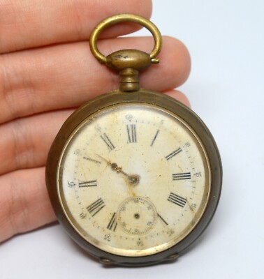 19th CENTURY FRENCH 10 RUBIS OLD MEN MECHANICAL POCKET WATCH