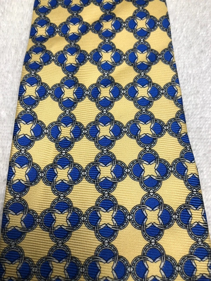 PAUL FREDRICK CORBATA HOMBRE AMARILLO CON AZUL 4 X 58 Foto 3 de 4