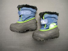 Sorel Size 8 Boys Black/Blue Rubber Lined Snow Commander Snow Boots 4K