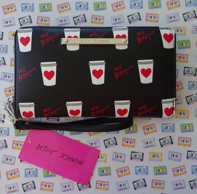 * WOW! BETSEY JOHNSON COFFEE LOVER CLUTCH / WALLET / WRISTLET * NWT *