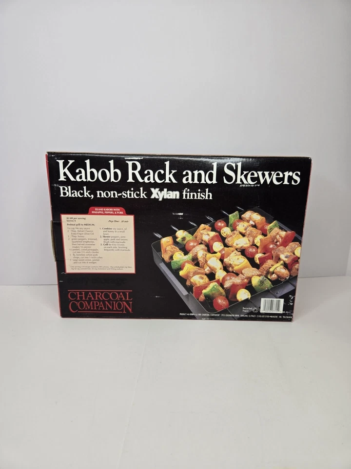 NEW Kabob Rack And Skewers Black Non-stick Xylan Finish set of 6 skewers 14 " - Image 2 of 4