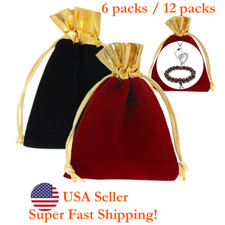 DH Velvet Jewelry Candy Pouch Gift Bag with Drawstring -Red, Black 6 or 12 PCS
