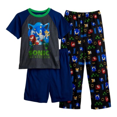 Boys Sonic the Hedgehog Pajamas T Shirt Shorts Pants Video Game 3 PC Set XS 4 5