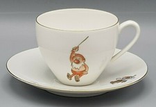 ARZBERG hübsches Kinder Tassengedeck 'ZWERGNASE' Tasse + Unterteller Goldrand 