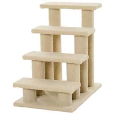 4-Step Multi-Level Carpeted Cat Scratching Post Pet Stairs, Beige