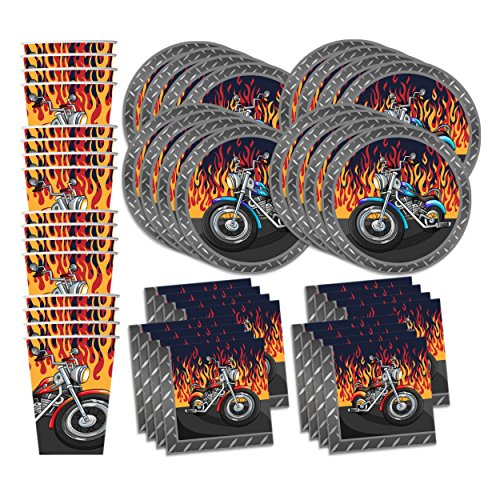 Motorcycle Biker Birthday Party Supplies Set Plates Napkins Cups